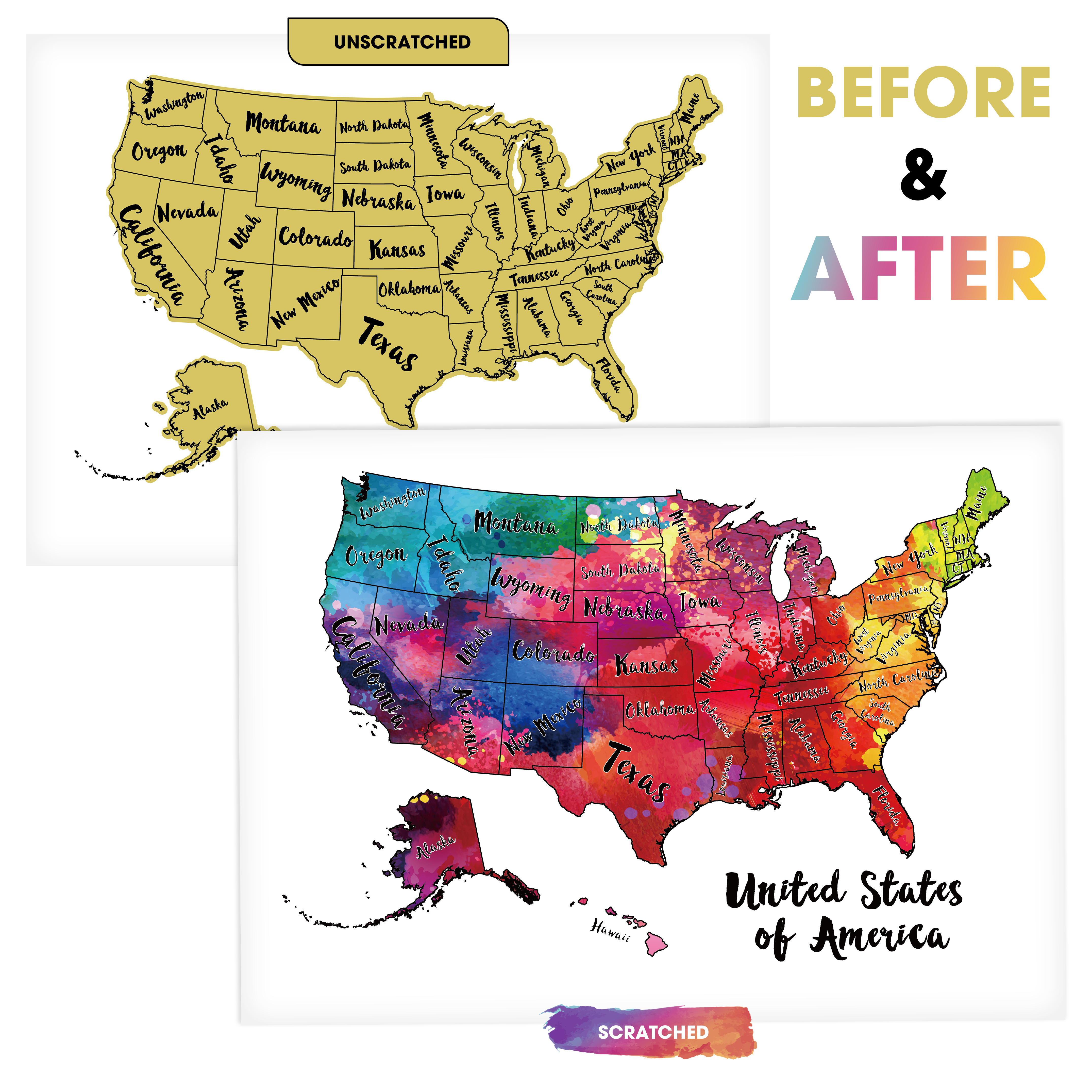 USA Scratch Off Map + 25 Accessories (White)