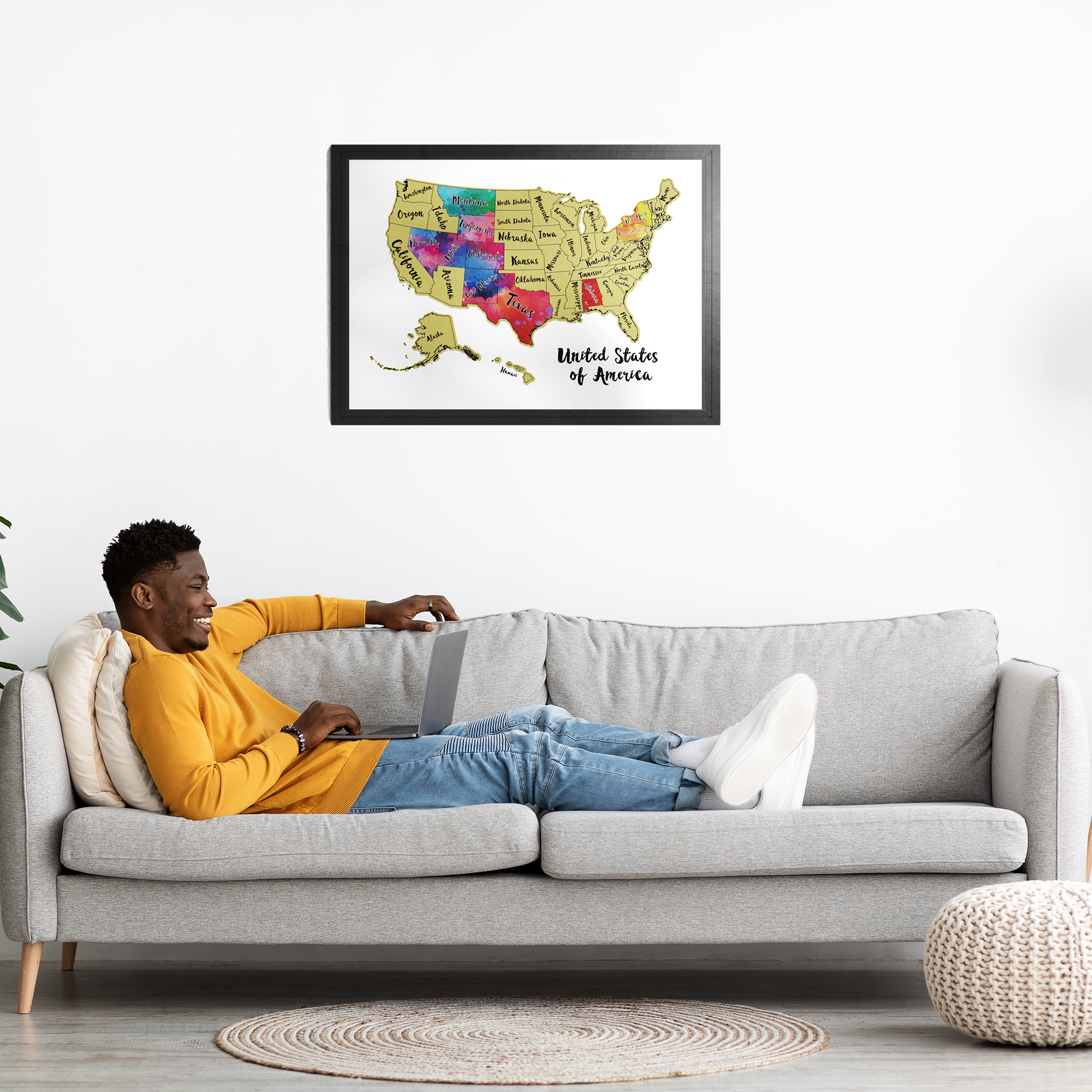 USA Scratch Off Map + 25 Accessories (White)