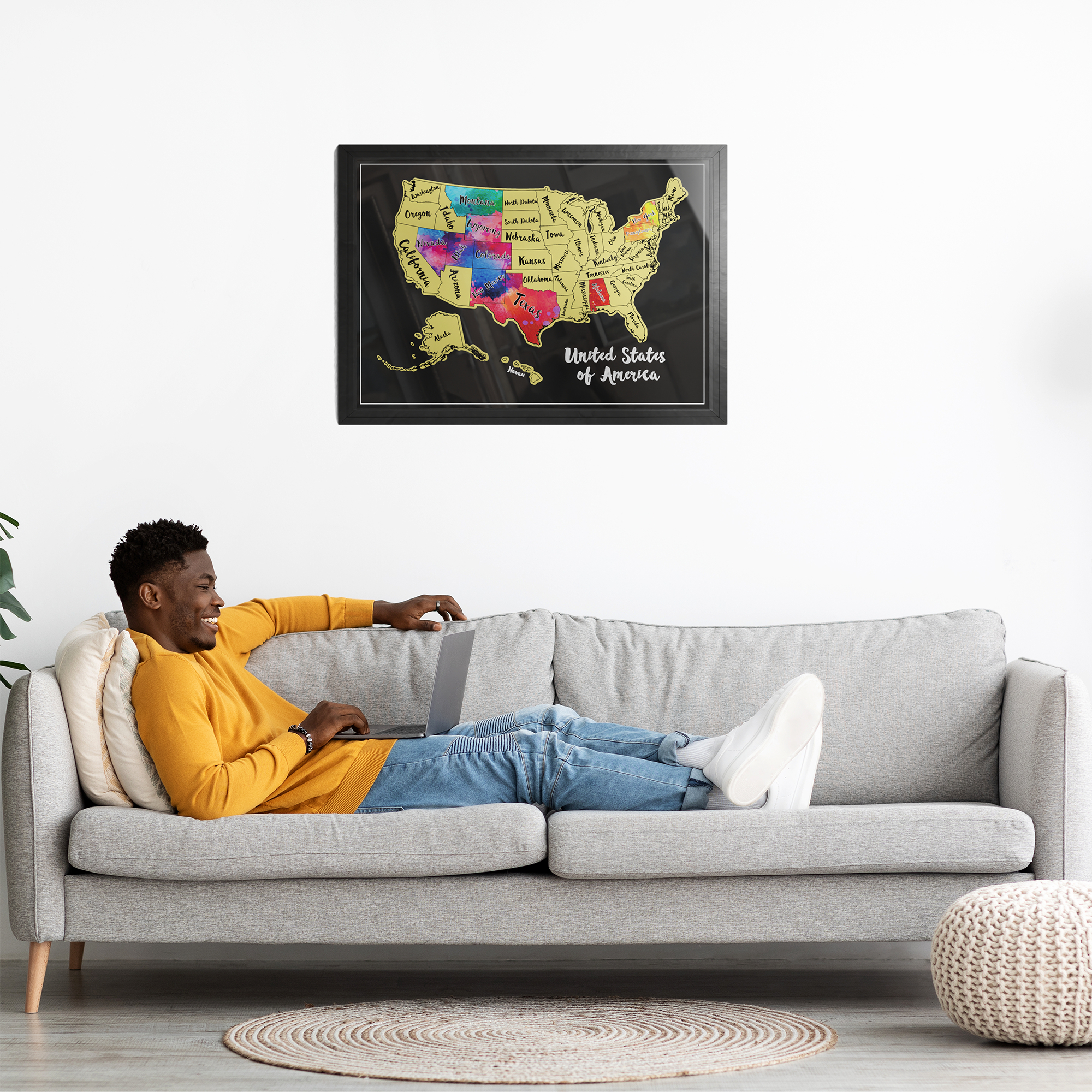USA Scratch Off Map + 25 Accessories (Black)