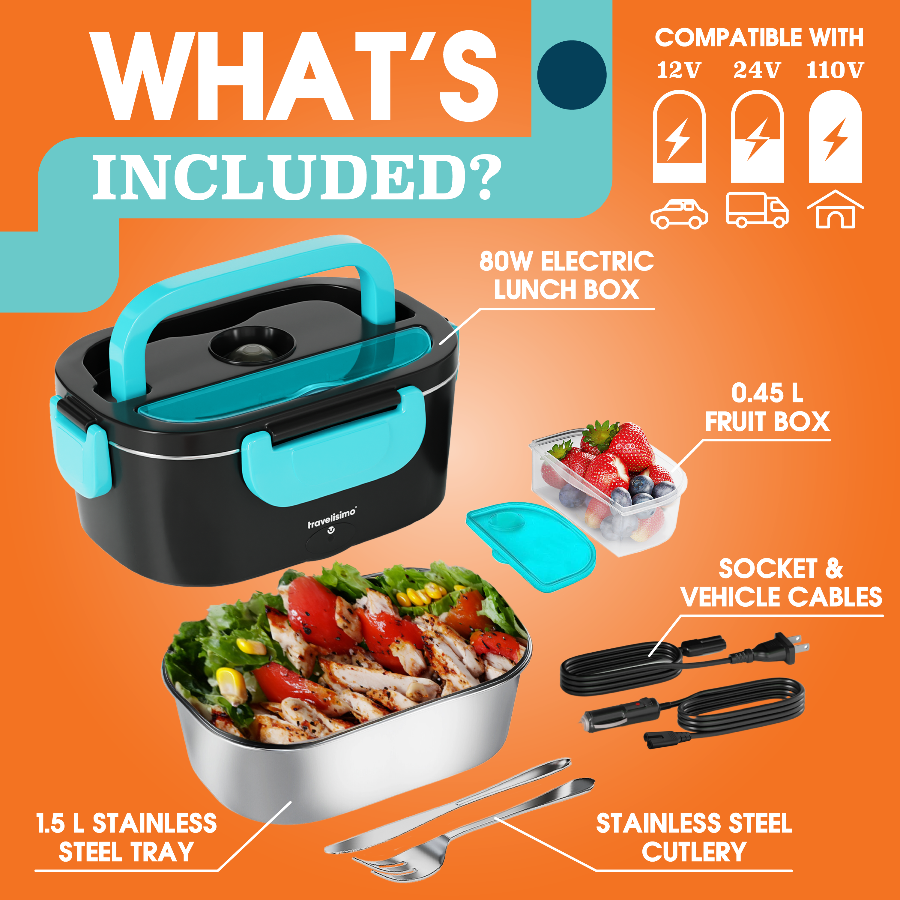 Bari Electric Lunch Box - Neon Blue
