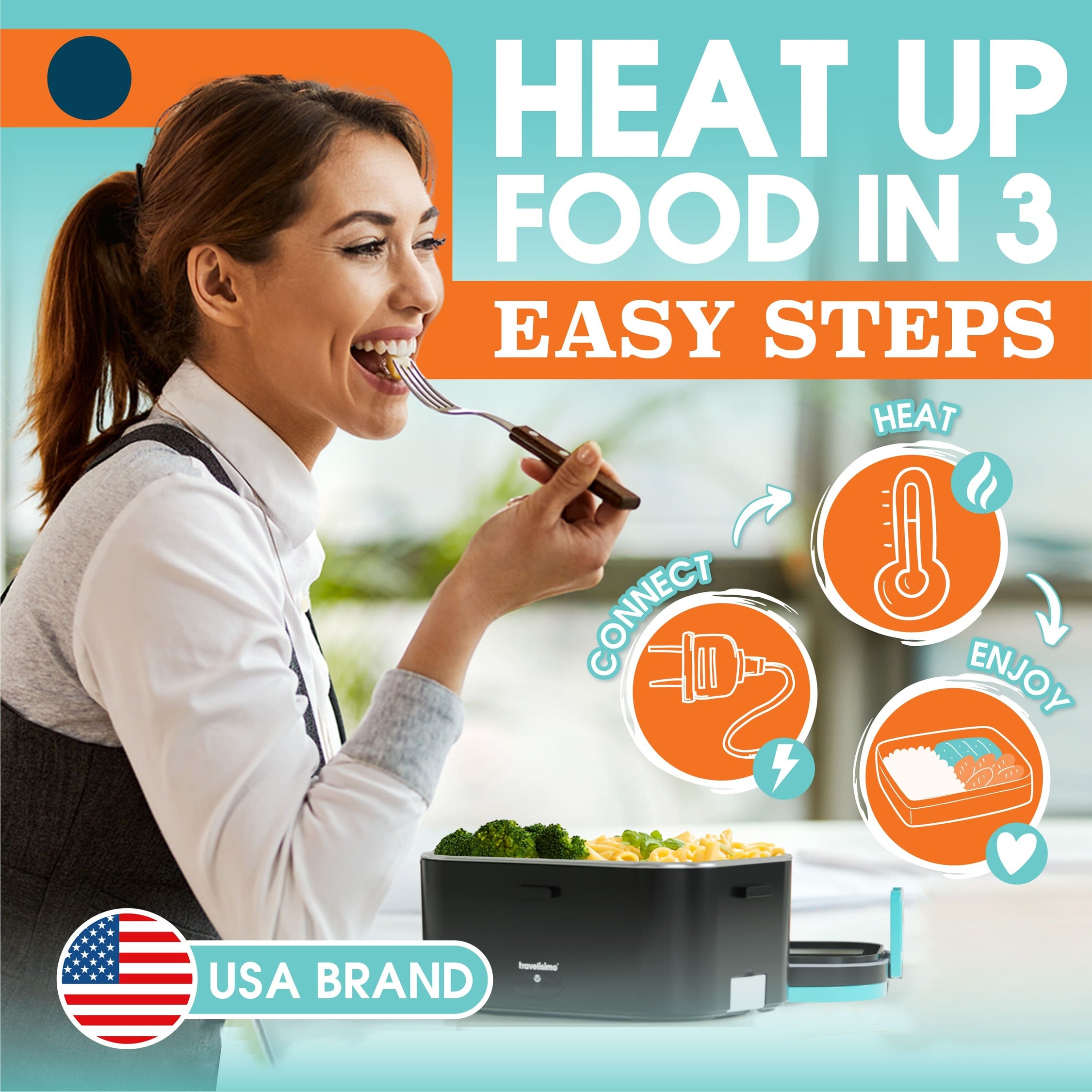 Napoli Electric Lunch Box + Carry Bag - Neon Blue