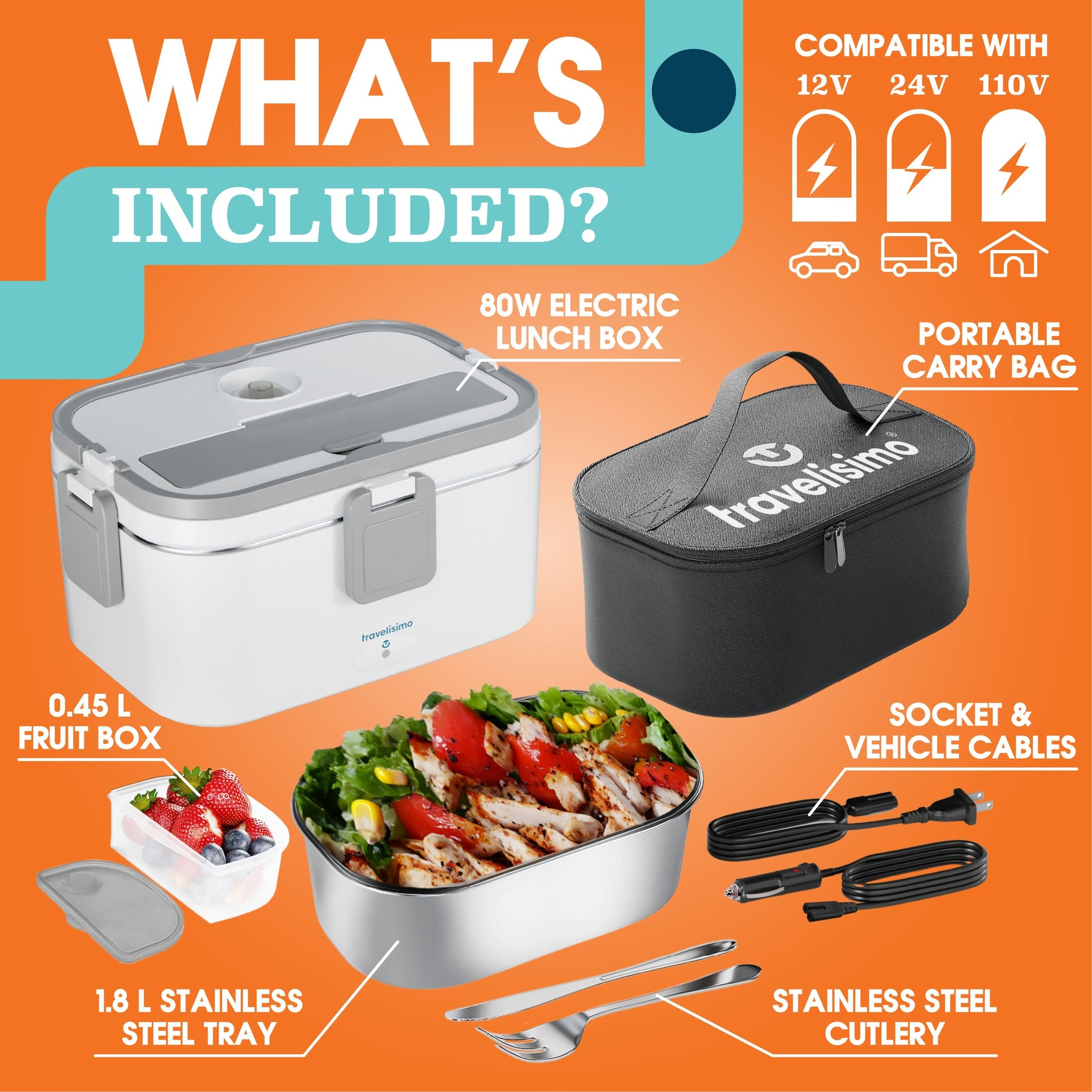 Napoli Electric Lunch Box + Carry Bag - Grey