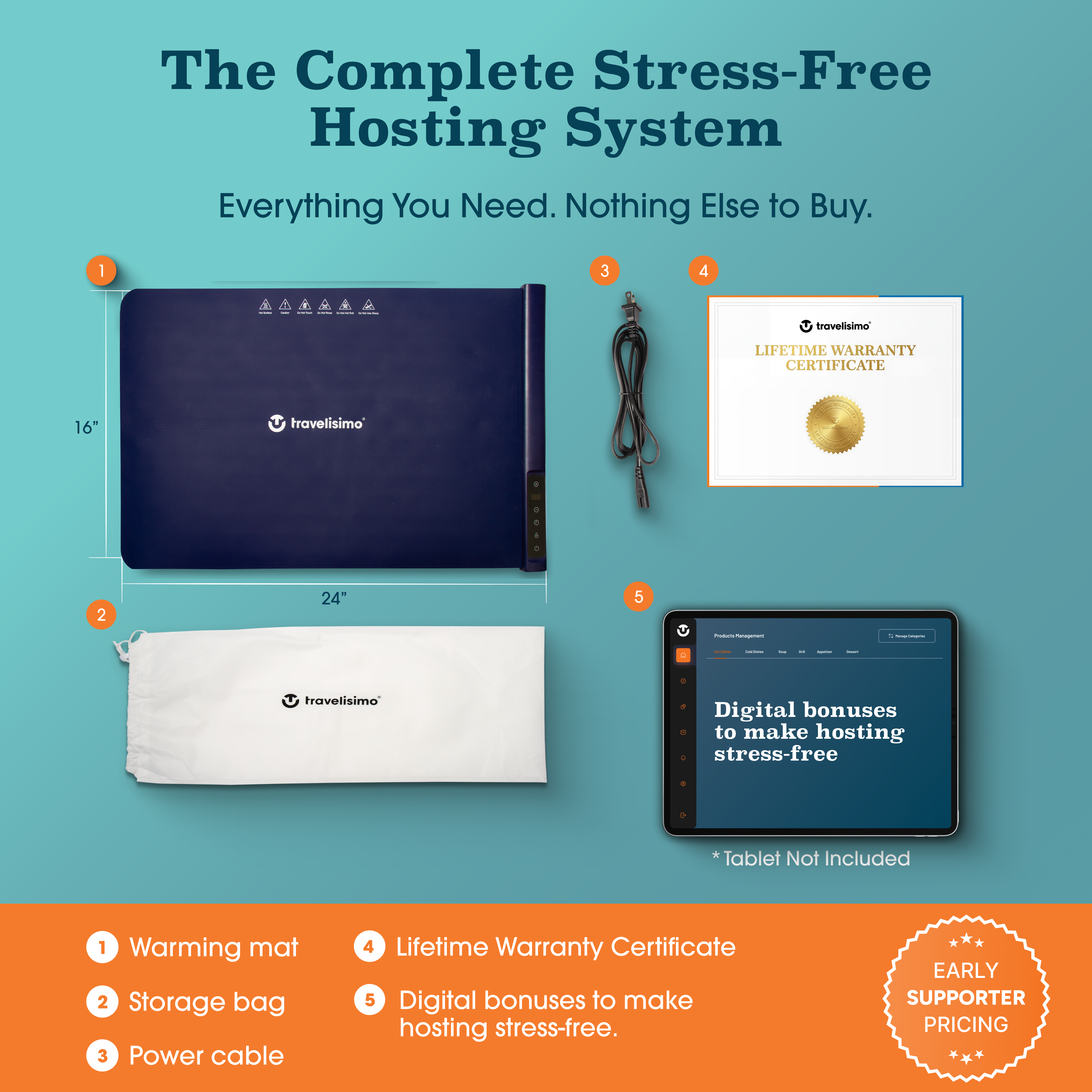 Palermo Food Warming Mat - Dark Blue