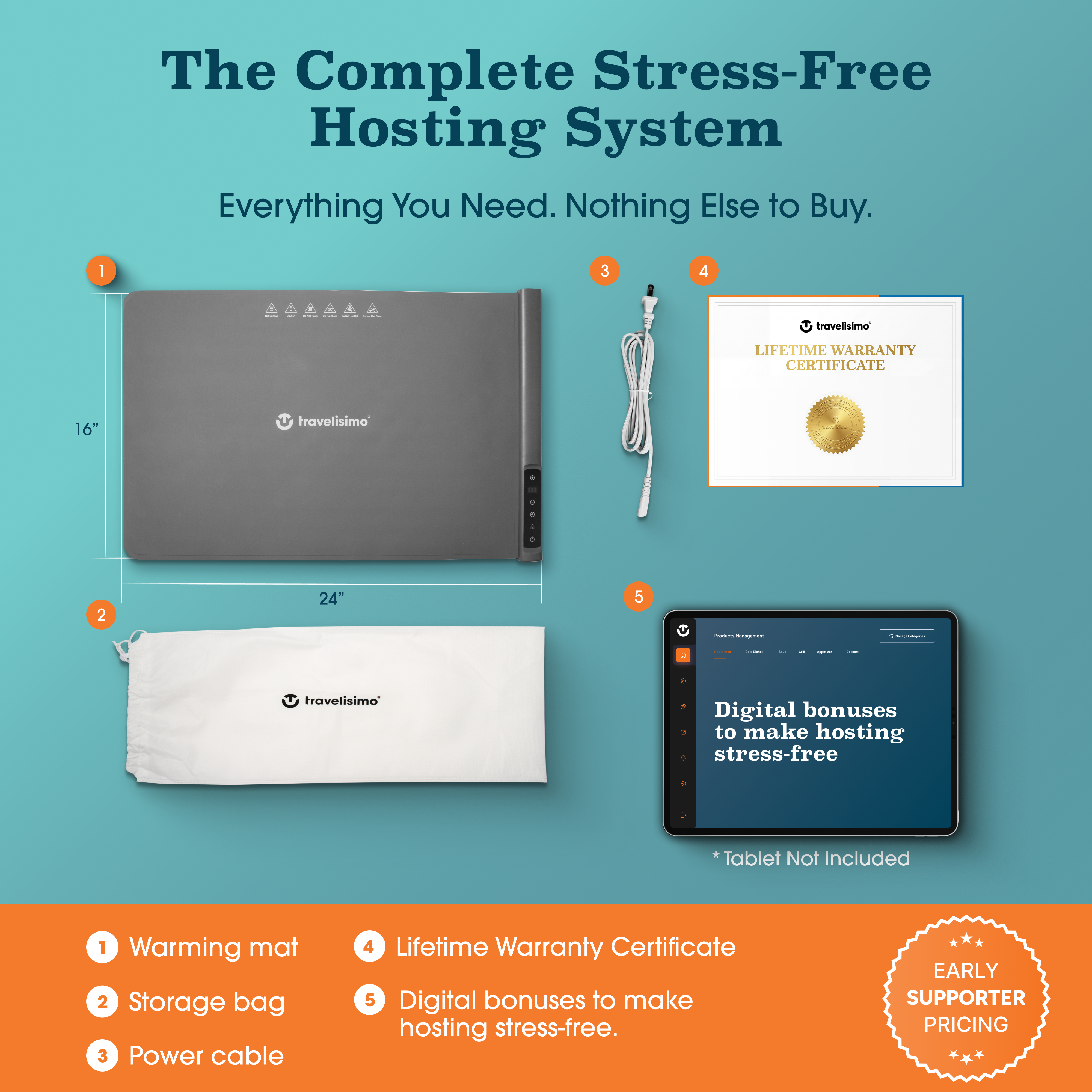 Palermo Food Warming Mat - Dark Grey